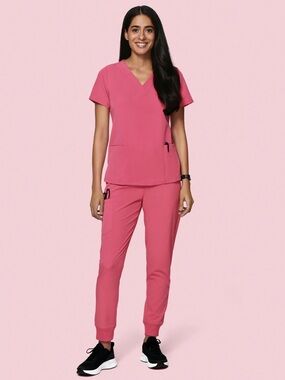 Mandala 6 Pocket Top Jaipur Pink Women’s Nurse Scrub Top